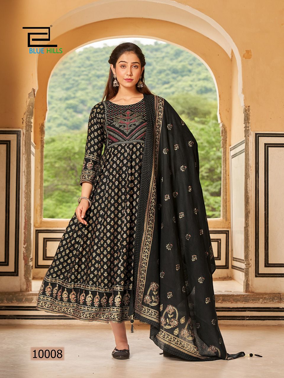  Manika mage hithe 10 Fancy Printed Festive Wear Rayon Long Anarkali Kurti Collection